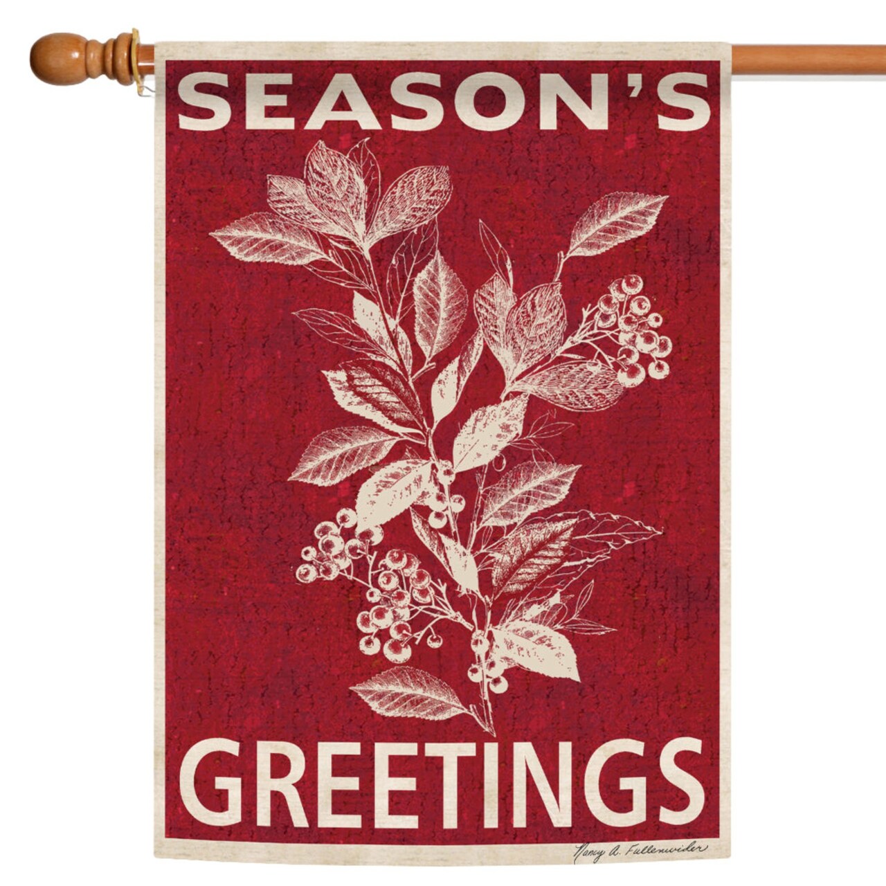 Toland Home Garden Leaves and Berries "Season's Greetings" Outdoor Christmas Flag - 40" x 28"
